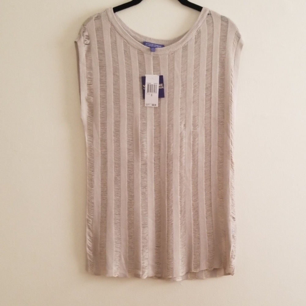 New Vivienne Tam Pearl Beige Sleeveless Top XS